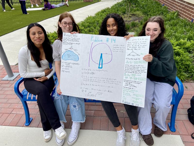 Students (l-r) Yaresly Rodriguez, Naisae Ngido, Rosaleih Holofick and Stella Dutton solved distance problems.